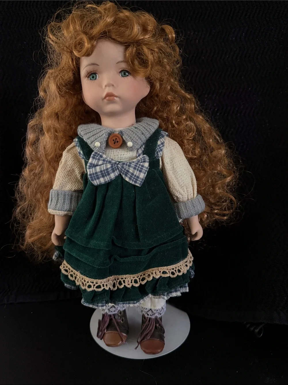 Vintage-Style Porcelain Doll, w/Long Red Hair, Similar To “Merida” From Brave